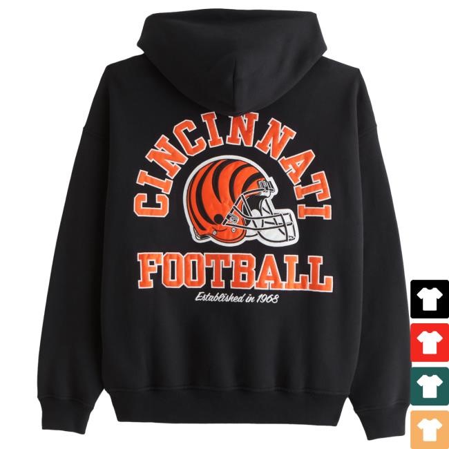 Official Abercrombie And Fitch Apparel Clothing Merch Cincinnati Bengals Graphic Pullover Hoodie NFL by Abercrombie Store Shop