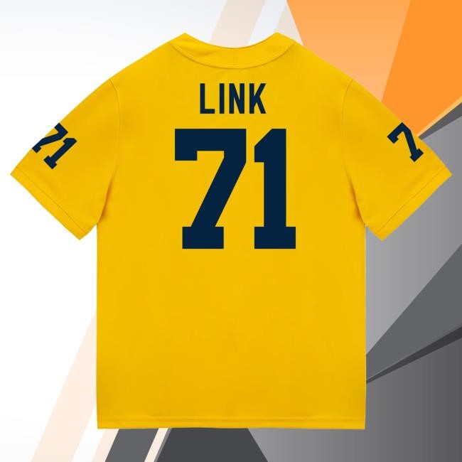 Michigan Wolverines #71 Evan Link Student Athlete Maize Football Jersey New Shirt The M Den Shop Official