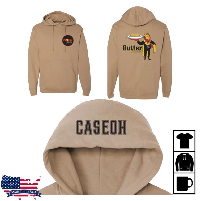 Official Caseoh Game Merch Caseoh Games Butter Butler Hoodie Sandstone Caseohgames