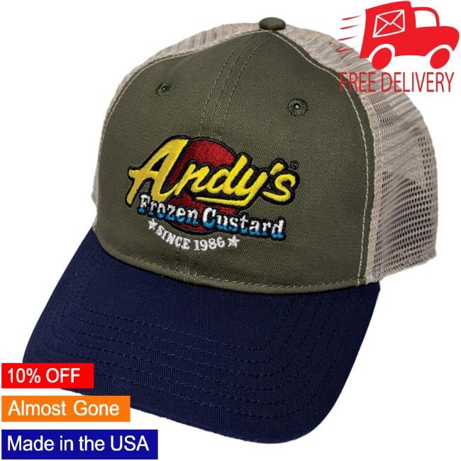Official Andy's Frozen Custard NEW! Trucker Cap - Embroidered Olive-Navy-Khaki