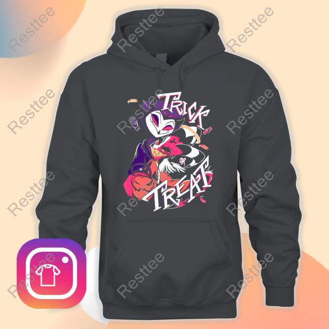 Stolas + Blitz TRICK OR TREAT Crewneck Sweatshirt Hazbin Hotel Merch Stolas + Blitz TRICK OR TREAT Crewneck Sweatshirt