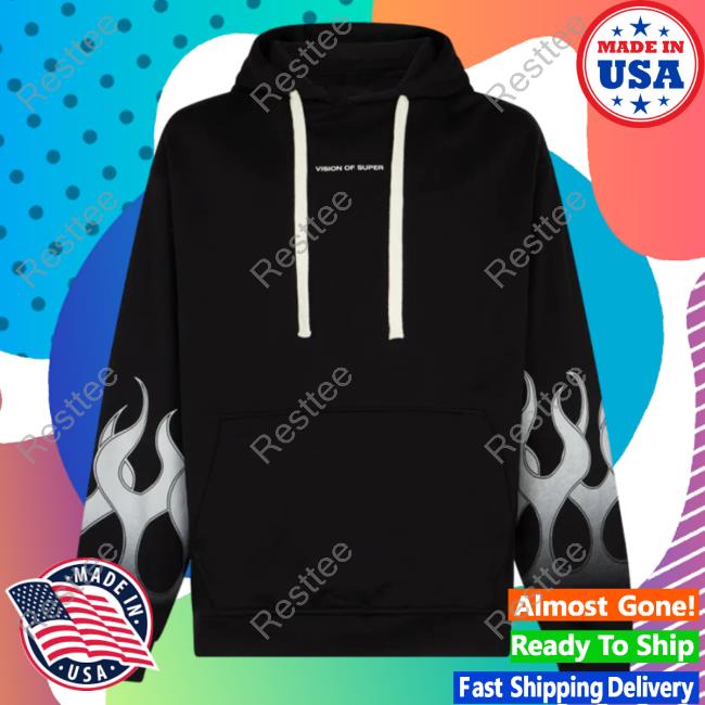 Official Vision Of Super Black Sweater With Grey Gradient Flames