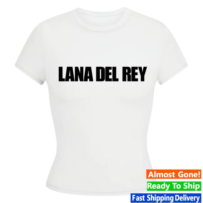Official Lana Del Rey New Store Shop Merch White Cropped New Shirt With Lana Del Rey Logo