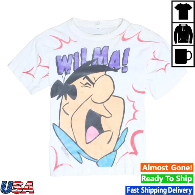 Official Vintage Fred Flintstone Wilma Shirt 2023 Cartoon Hanna Barbera 1993 90S
