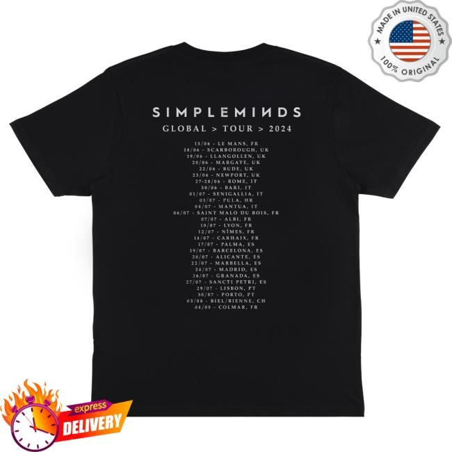 Simple Minds Official Merch Shop Photo Itinerary Black Short Sleeve Simple Minds Store Clothing Simple Minds Official Merch Shop Photo Itinerary Black Short Sleeve Simple Minds Store Clothing