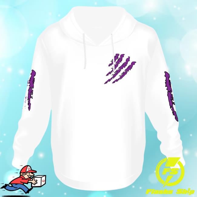 Official 6ix9ine Merch Store Tekashi 6Ix9ine White Hooded Sweatshirt Tata Claw Purple