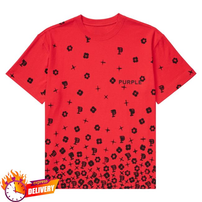 Official Metro Fusion Purple Brand Scatter Monogram High Risk Red Tee Shirt Red Metrofusion