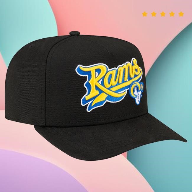 Official Born X Raised + Rams Pro Script A-Frame Snapback Cap: Black NFL 2025 Kickoff
