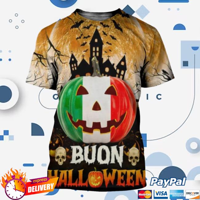 Italia Pumpkin Joyeux Halloween 3D Shirt, Funny Halloween Pumpkin T-Shirt, Gifts For Italian