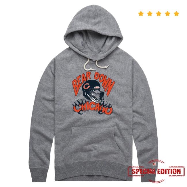 Chicago Bears Homage Grey Bear Down Pullover Hoodie | Buy Official Clark Street Sports Chicago Bears Homage Grey Bear Down Pullover Hoodie | Buy Official Clark Street Sports
