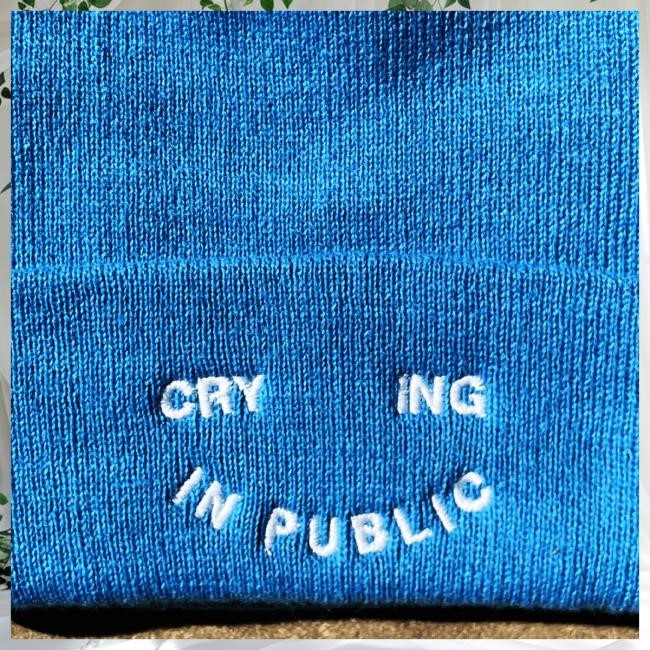 Official Hello Merch Madi Diaz Crying In Public Blue Beanie HelloMerch Hello Merch Madi Diaz Crying In Public Blue Beanie HelloMerch