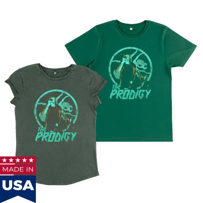 Official The Prodigy Store Shop The Prodigy Prodigy Attack Mode Photo Tshirt - Green (Mens & Womens Available)