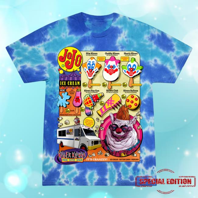 Official Cavity Colors Killer Klowns Deadly Desserts 3D Tie Dye Shirt New Cavitycolors