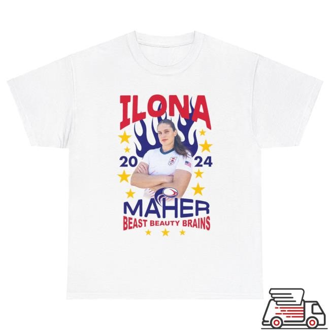 Official Ilona Maher Merch Store Shop Ilona Maher Maher-Spangled Banner T Shirt IlonaMaher