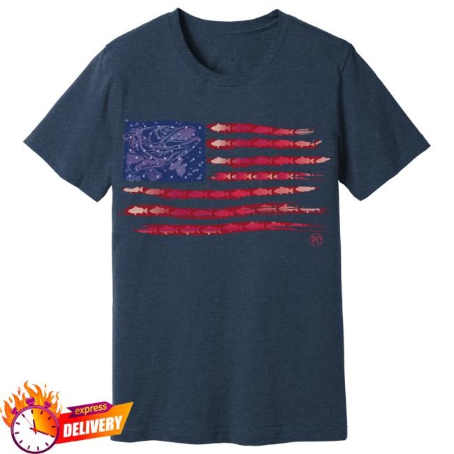 American Fish Flag New T-Shirt Paul Cuffaro Brand