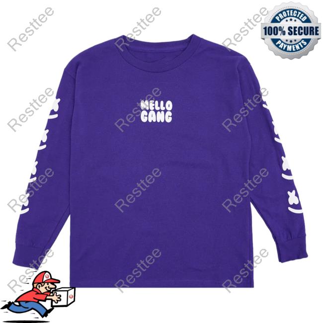 Official Marshmello Music Clothing Store Shop Mellogang Faces L/S Sweatshirt Purple Marshmellomusic Merch