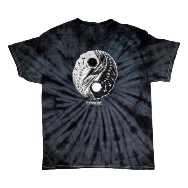 Official Any Means Necessary Clothing Tie Dye Yin Yang New Shirt Spider Black Tie-Dye