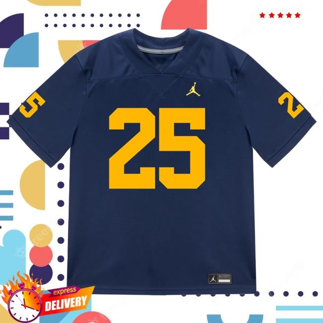 The M Den Michigan Wolverines #25 Mason Curtis Student Athlete Blue Football Jersey Shirt