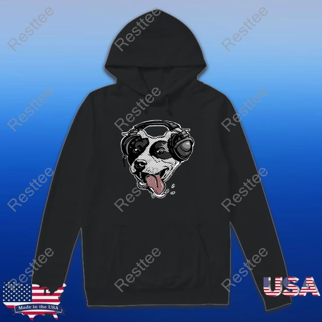 Official Cute Pit Bull Dog With Music Headphones Hooded Sweatshirt