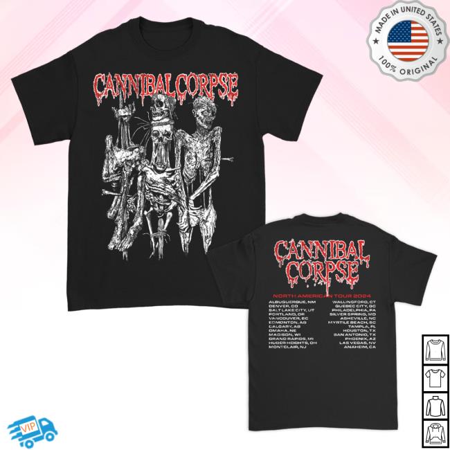 Official Cannibal Corpse Merch Impalement Na 2024 Tour Shirt New (Black)