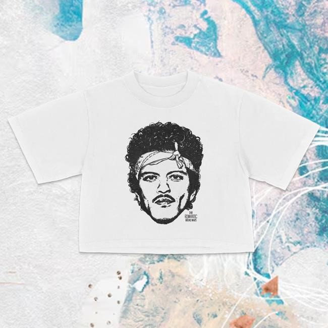 The Romantic Art Cropped Tee - White Bruno Mars Logo Edition Streetwear Print Bruno Mars The Romantic Art Cropped Tee - White