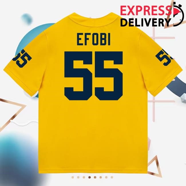 The M Den Michigan Wolverines #55 Nathan Efobi Student Athlete Maize Football Jersey Tee The M Den Michigan Wolverines #55 Nathan Efobi Student Athlete Maize Football Jersey Tshirt