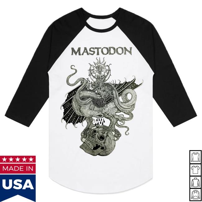 Official Mastodon Rocks Merch Store Mastodon Drakul Raglan Long Sleeve Tee Shirt Mastodonrocks
