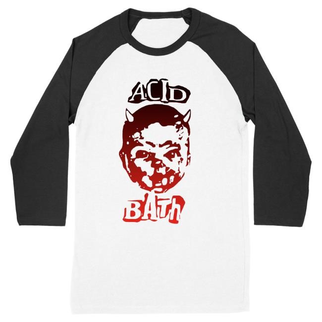 Official Acid Bath Merch Store Devil Baby Baseball Long Sleeve T-Shirt