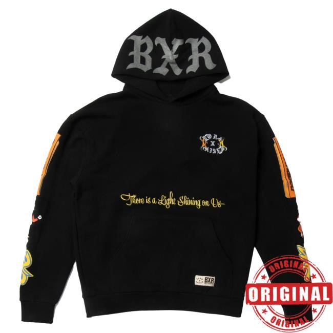 Official Born X Raised Merch BXR Sport: Light Shining Rocker Attractive Hoodie: Black BornXRaised