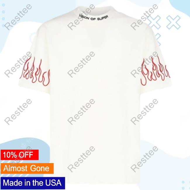 Official Vision Of Super White Shirts With Black Gradient Flames