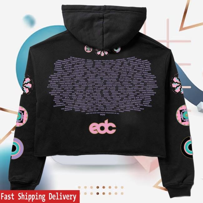 Official Insomniac EDC Las Vegas 2025 Kinetic Lineup Crop Hoodie