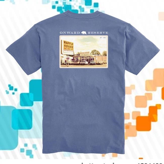Onward Reserve Waffle House Postcard Tee Blue Vintage Wash Waffle House Tee Onward Blue