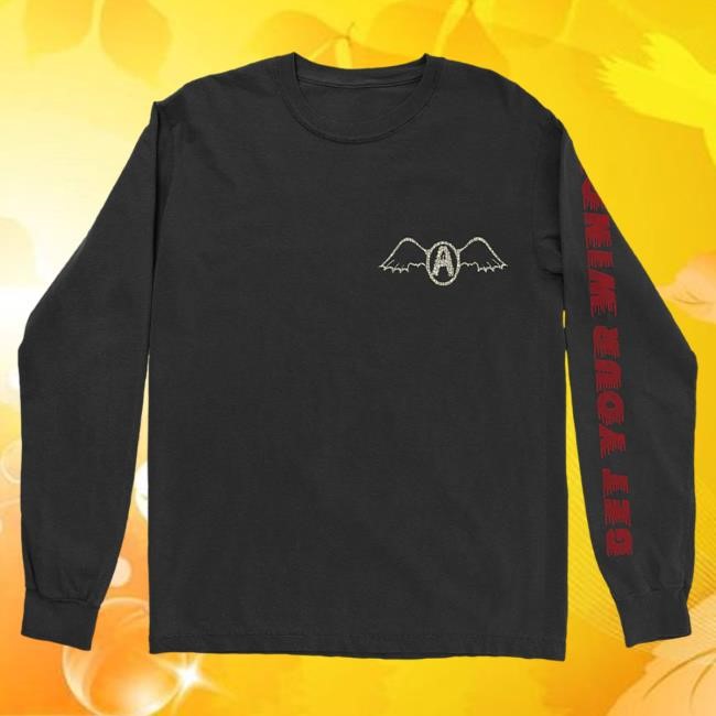Official Aerosmith Merch Wings Long Sleeve New Shirt- Ivory
