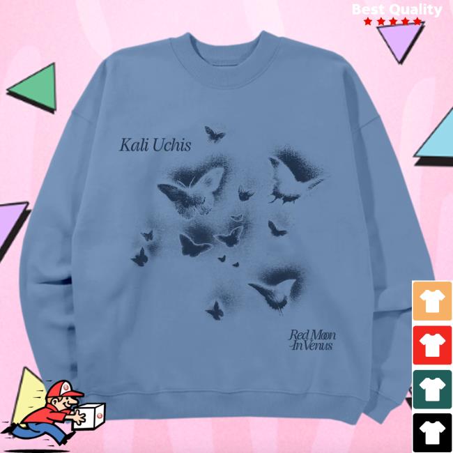 Kali Uchis Clothing Store Shop Blue Butterfly Crew neck Kaliuchis Merch