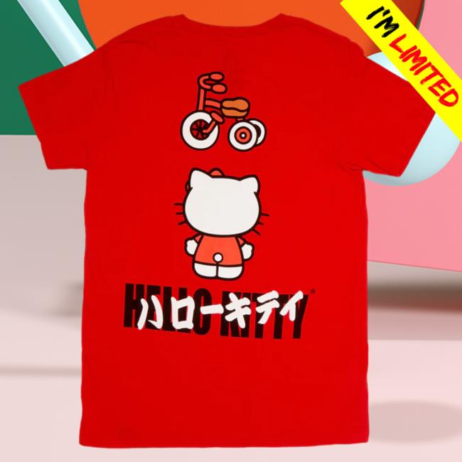 Official Sanrio Apparel Clothing Merch Store Shop Hello Kitty Sanrio Original Tricycle Attractive Shirt (Red)