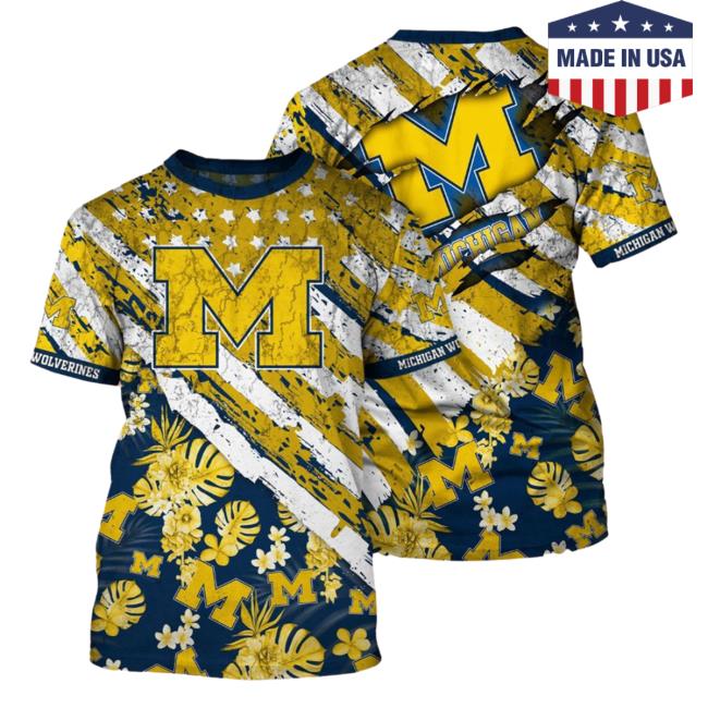 Official Banantees Michigan Wolverines Tropical Flower Style And Flag All Over Printed 3D Hoodie