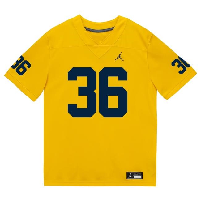 Michigan Wolverines #36 Josh Nichols Student Athlete Maize Football Jersey Hot Shirt The M Den Shop