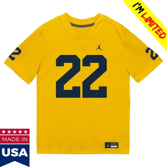The M Den Michigan Wolverines #22 Justice Haynes Student Athlete Maize Football Jersey Hot Shirt