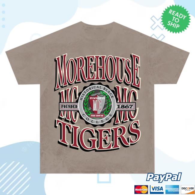 Official Black College Union Morehouse Retro 90s Crest Attractive Shirt Khaki V1