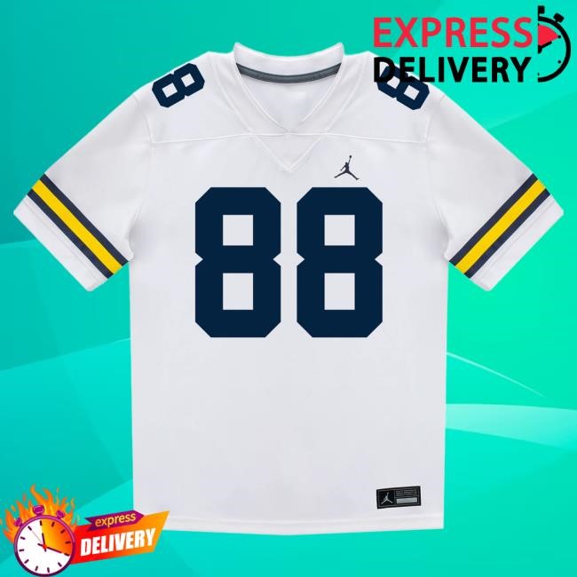 The M Den Michigan Wolverines #88 Deakon Tonielli Student Athlete White Football Jersey Tee The M Den Michigan Wolverines #88 Deakon Tonielli Student Athlete White Football Jersey T Shirt