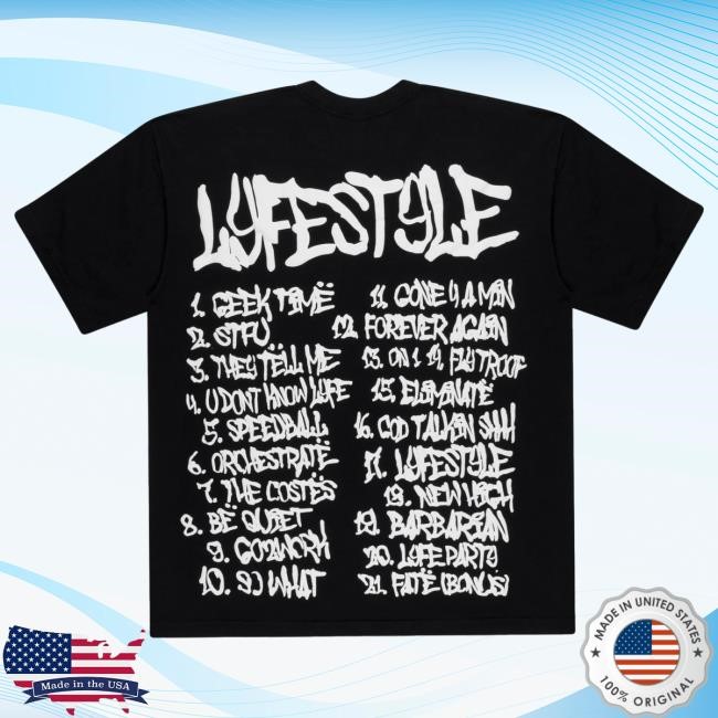 Official Yeat Merch Store Shop Yeat CPFM Lyfestyle Tracklist Tee