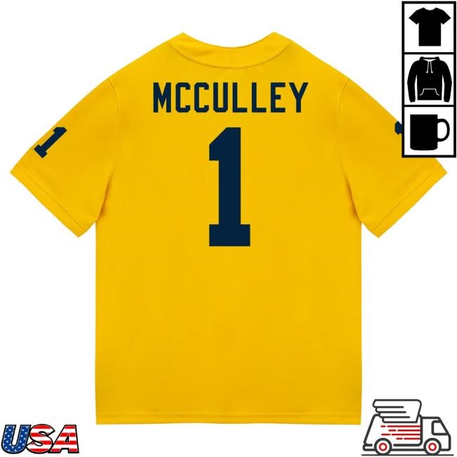 The M Den Michigan Wolverines #1 Donaven McCulley Student Athlete Maize Football Jersey Shirts
