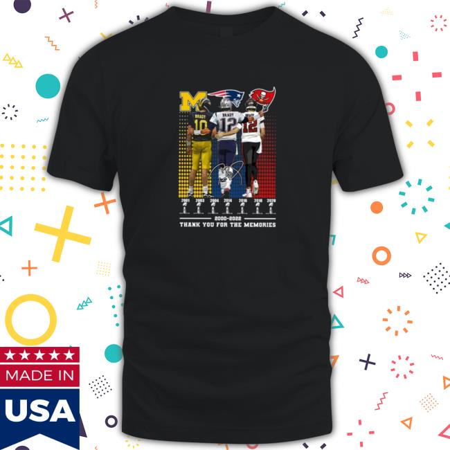 Michigan Wolverines New England Patriots vs Tampa Bay Buccaneers Brady 2000-2022 thank You for the memories signature T-Shirt