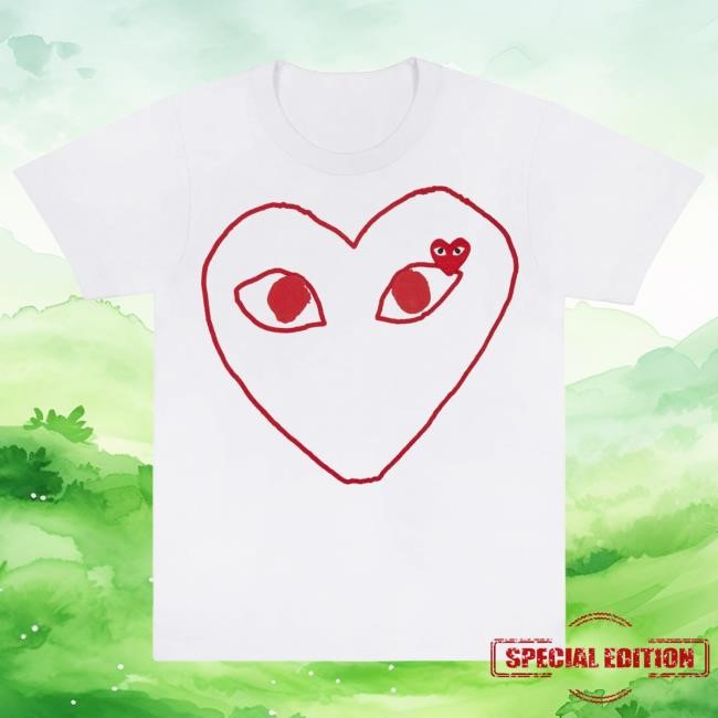 Official Forrest Comme Des Garcons Store Shop PLAY White Tshirt with Red Outline Heart