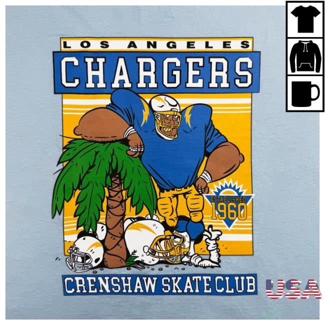 Official Crenshaw Skate Club Csc X La Chargers Palm Shirts