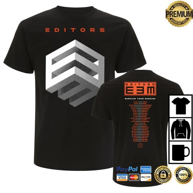 Official Editors Band Merch Store Editors Tour 2022/23 Black T Shirt Editors Band