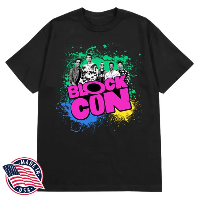 Official Merch Bar New Kids On The Block Store Blockcon Splatter Crew neck Black MerchBarNewKidsOnTheBlock Nkotb